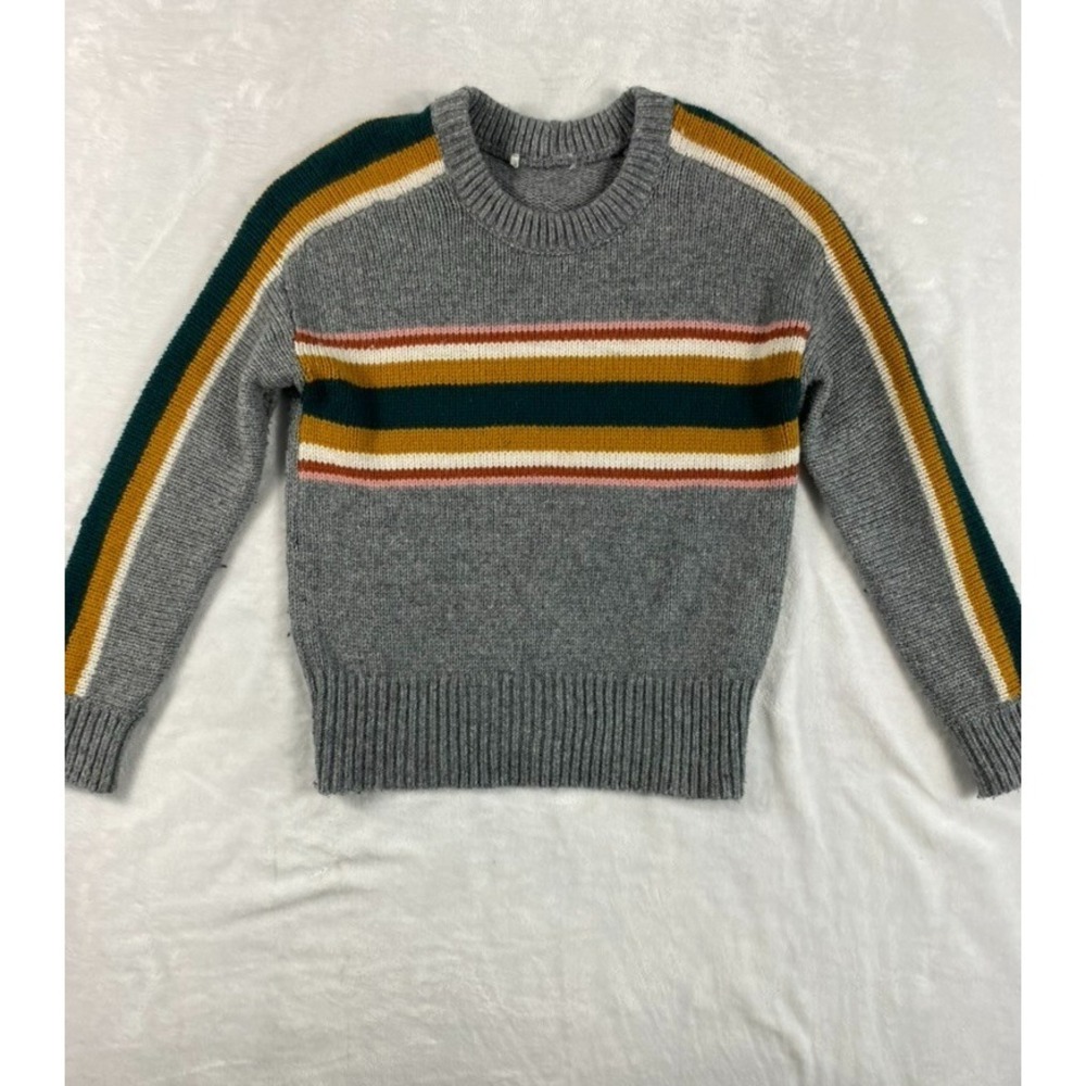 2/$30 Madewell Knit Striped Heath Pullover M Gray Wool Alpaca Blend SEE NOTE